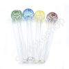 Glass oil burner pipe with color strip head design 6 inches