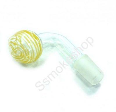 Glass on Glass GOG Bent Oil Burner 19mm/18mm joint adapter 3" Color Head