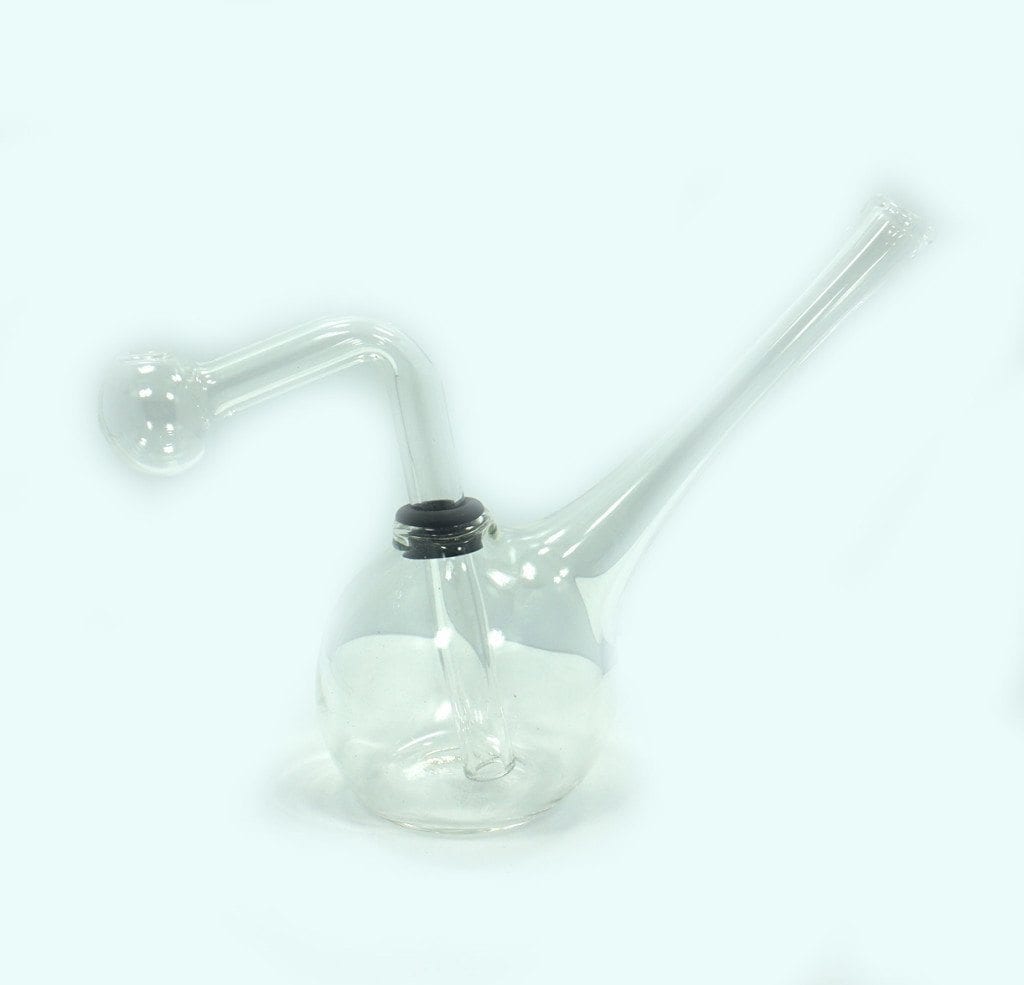 Glass Clear Oil Burner Bubbler Pipe For Oil Wax Thick Heavy Glass With Carry Case And Silicon Jar