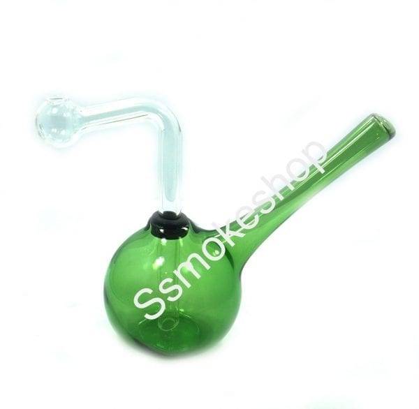 Glass Green Color Oil Burner Bubbler Pipe for Oil Wax thick heavy glass with Carry Case and Silicone Jar