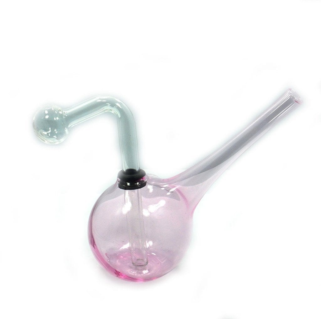 Glass Pink Color Oil Burner Bubbler Pipe For Oil Wax Thick Heavy Glass With Carry Case And