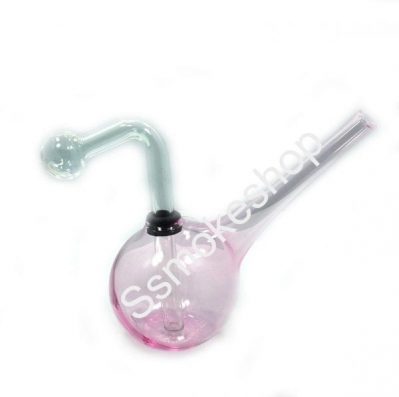 Glass Pink Color Oil Burner Bubbler Pipe for Oil Wax thick heavy glass with Carry Case and Silicon Jar