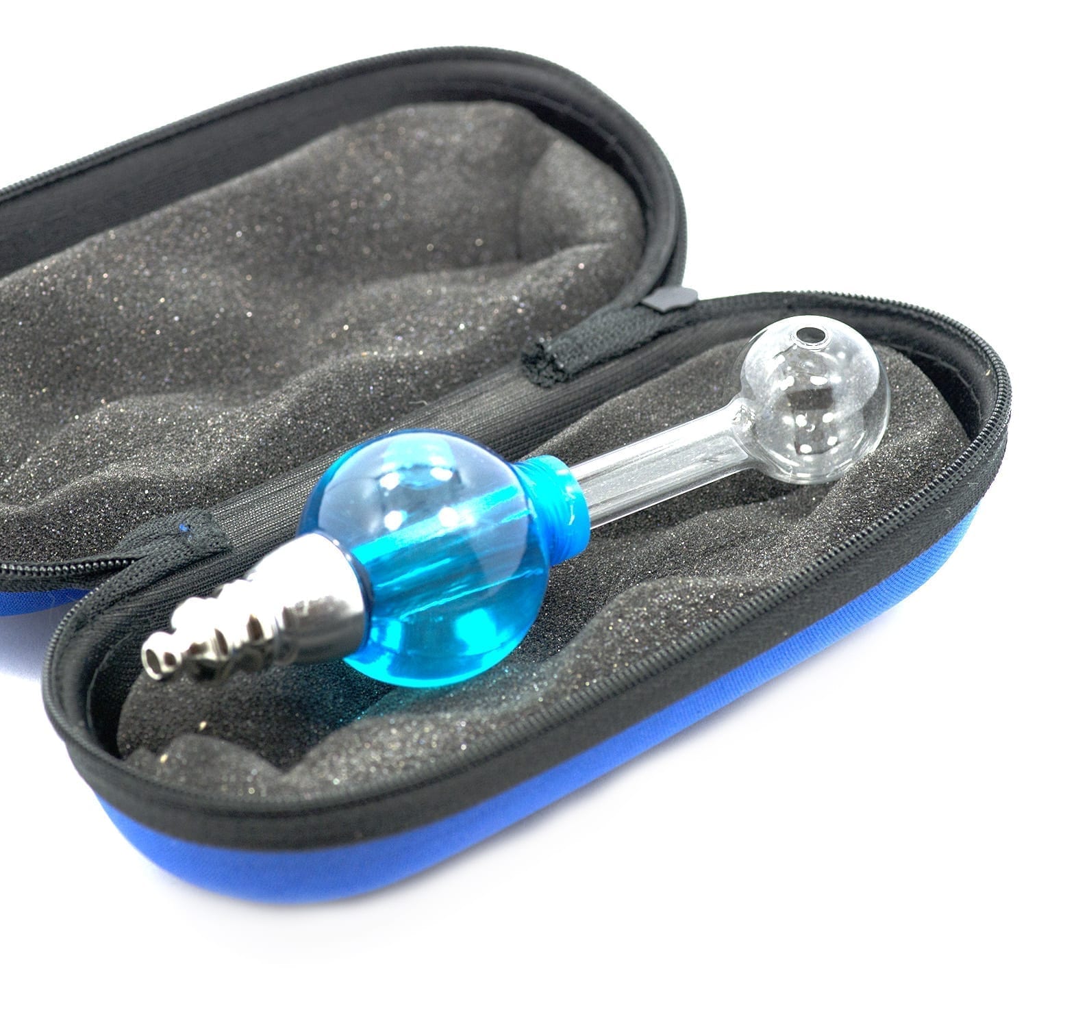 Glass oil burner pipe Liquid with metal Mouth Piece
