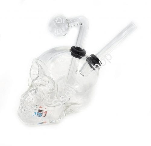 Glass Skull Oil Burner Bubbler Water Smoking Bong
