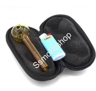GLASS COLOR OIL BURNER PIPE 4″ INCHES AND BIC LIGHTER SET KIT
