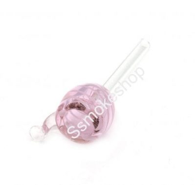 GLASS BOWL SLIDE PULL Handle Thick Pink 4"