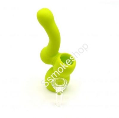 Green Mini 5" Silicone Bubbler w/ Glass Bowl