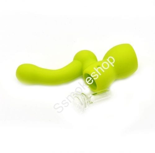 Green Mini 5" Silicone Bubbler w/ Glass Bowl