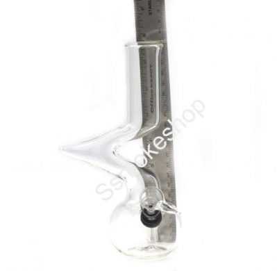 8" clear curved Z shape glass water pipe bong