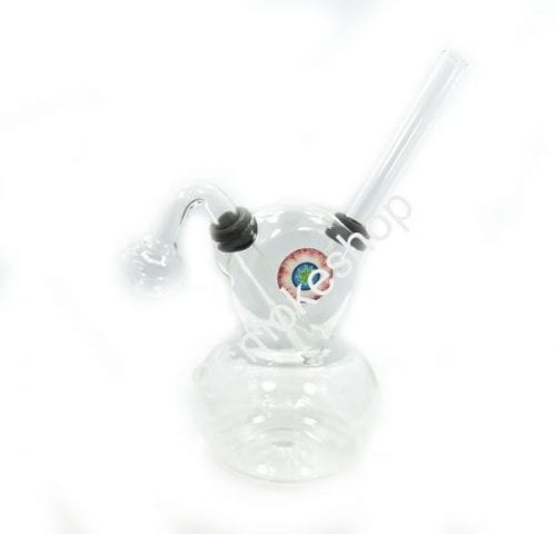 7“ Clear Glass Oil Burner Bubbler Pipe Flat Gourd Shape