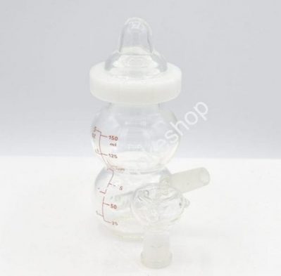 5.5" Glass Hand Portable Baby Milk Bottle Bubbler Pipe 14mm Glass on Glass