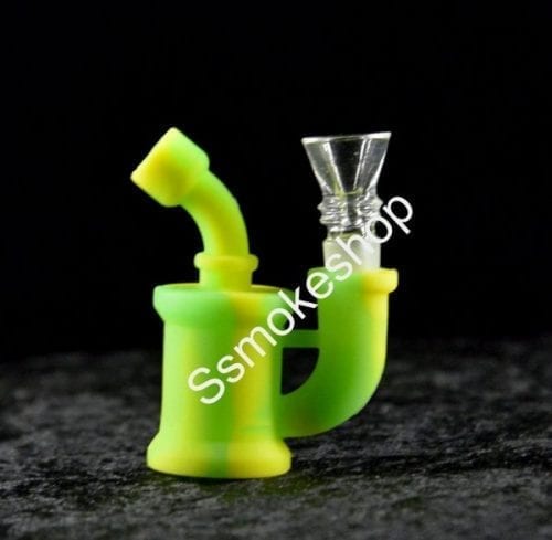 Mini 3.5″ Silicone hand Bubbler Pipe w/ Glass Bowl