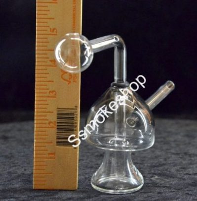 5" Thick Glass Clear Oil Burner Mushroom Bubbler Pipe