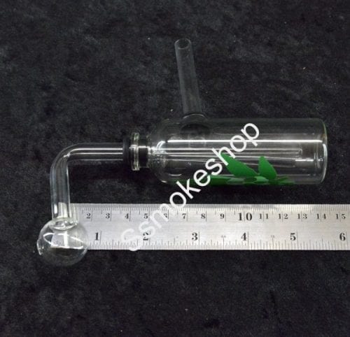 5" Glass Bottle Oil Burner Bubbler Pipe w/ Design
