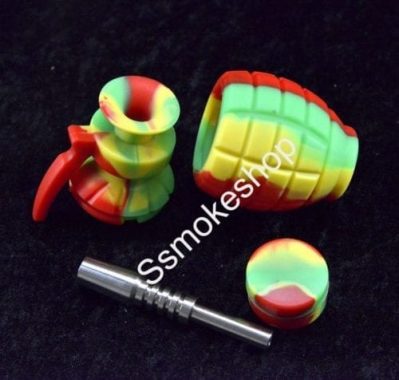 6.5" Grenade Silicone Nectar Collector kit Concentrate Pipe Titanium Tip