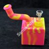 Color 7" Cube Silicone Bubbler water pipe w/ silicone jar