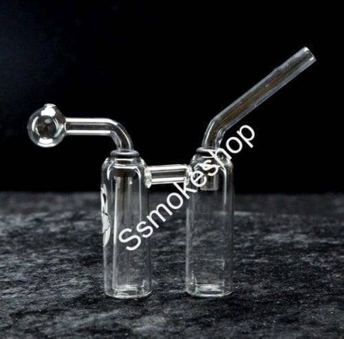 Glass Oil Burner dual chamber Bubbler Pipe 5" two chamber