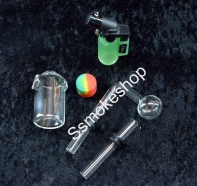Clear Glass Oil Burner Bubbler with Hard Case Set