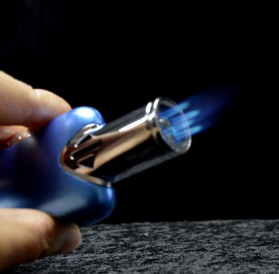 Side Click Straight Metal Quad Torch Lighter 4"