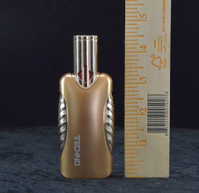 Side Click Straight Metal Quad Torch Lighter 4"