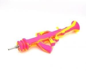 AK47 Machine Gun Shape Silicone Nectar Collector Pipe Equipped with 10mm Titanium Tip Concentrate Honey Dab Straw Silicone Oil Rigs