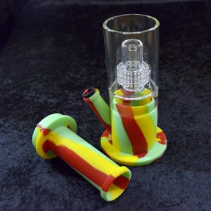 14" Straight Silicone Water Bong Pipe Glass Perc