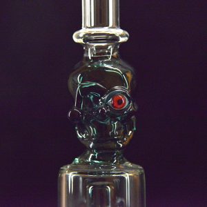 14" Teal Zombie Skull Design Glass Water Bong Pipe