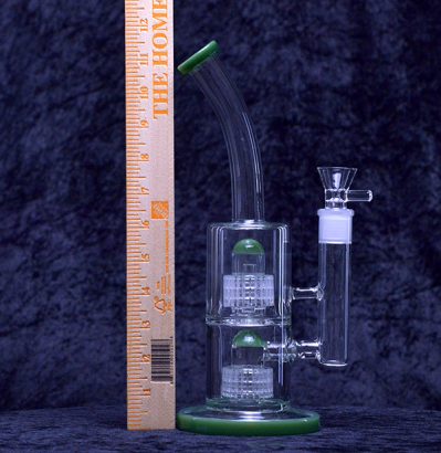 12" Clear Glass Color Edge Water Bong Pipe Rig