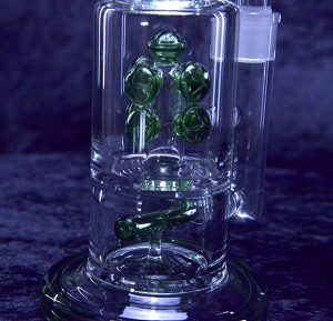 17" Clear and Green edge Glass Water Bong Pipe