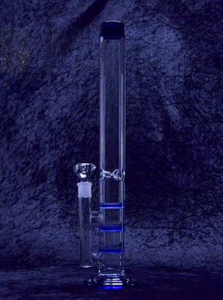 20" Clear and Blue Edge Glass Water Bong Pipe
