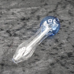 Thick Glass Curved Handle Oil Burner with Color Head - 4 inches