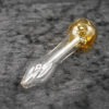 Thick Glass Curved Handle Oil Burner with Color Head - 4 inches