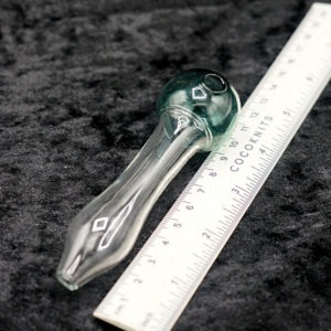 Thick Glass Curved Handle Oil Burner with Color Head - 4 inches