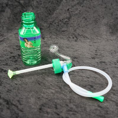 5.5" Mini  Water Bottle Oil Burner Bubbler Water Pipe Bong w/ silicone tube