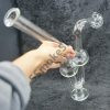 14" Super Jumbo Larger CLEAR Thick GLASS WATER DOG OIL BURNER PIPE with Base for Stand