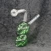 Double Skull Green Or Blue Color Oil Burner Bubbler