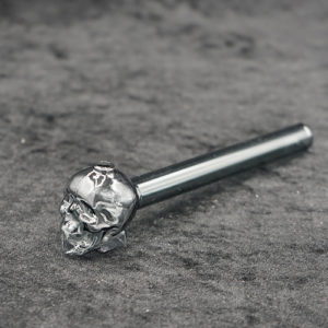 Gray Glass Oil Burner Pipe Skull Design 5 inches