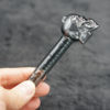 Gray Glass Oil Burner Pipe Skull Design 5 inches