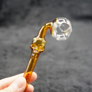 Color Tube Oil Burner Glass Pipe Skull Bent Design 6 inches
