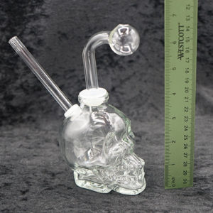 Oil Burner Bubbler Glass Pipe Color Skull 6 inches