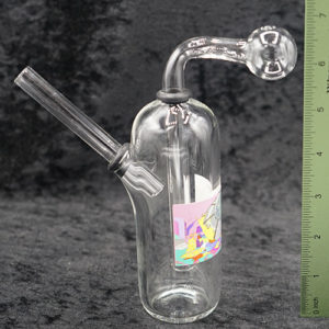 Oil Burner Bubbler Cylinder Clear Glass Fancy Design 7 inches