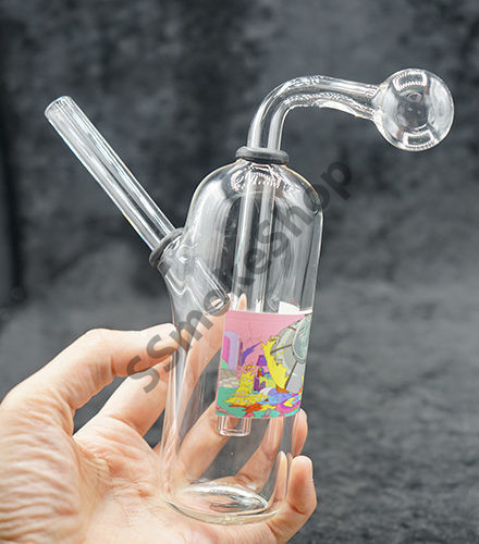 Oil Burner Bubbler Cylinder Clear Glass Fancy Design 7 inches