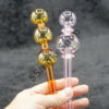 Amber and Pink Color Multi Bubbles Glass Oil Burner Pipe Set