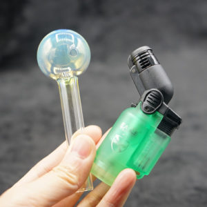 Color Change Oil Burner Glass Pipe with Torch Lighter Set