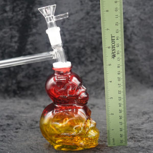 Glass Bubbler Pipe Over Under Skull Color Glass 7 inches