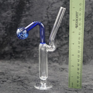Glass Clear Body One Piece Oil Burner Bubbler Pipe 7 inches
