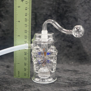 Clear Glass Skull Side Design Oil Burner Bubbler