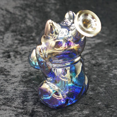 Lucky Cat Oil burner bubbler 5" Nano Plating Glass