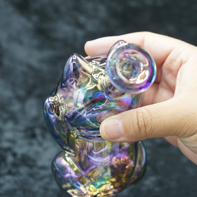 Lucky Cat Oil burner bubbler 5" Nano Plating Glass