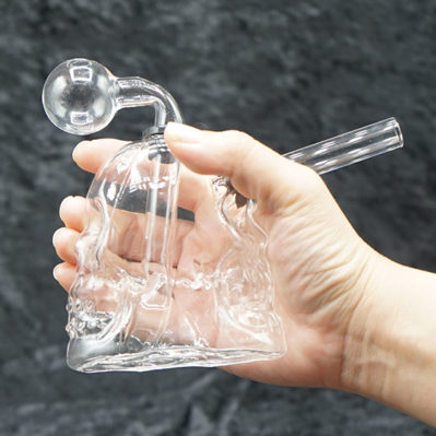 Glass Double Sides Skull Design Oil Burner Bubbler - Image 2